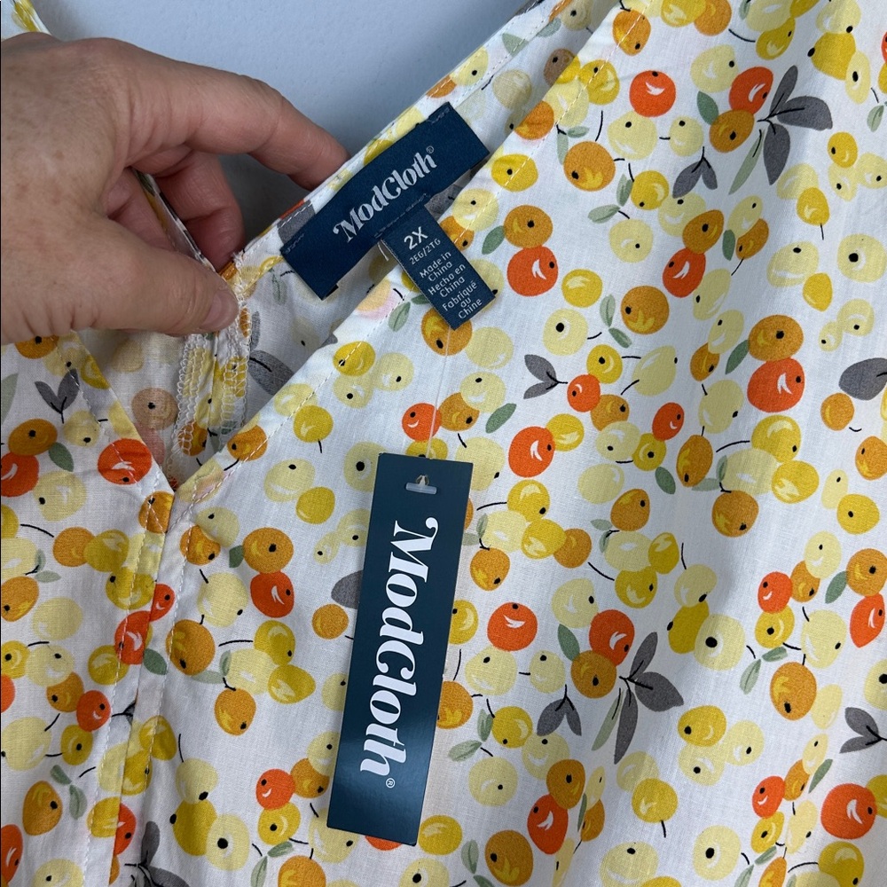 NEW ModCloth Fruit Print Ruffle Sleeveless Tank Top Cotton Peplum Blouse Size 2X - Picture 14 of 16